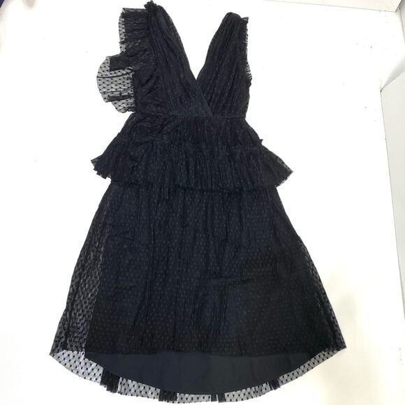 Joie Johnesha Black Swiss Dot Lace V Neck Sleeveless Dress 0 - Picture 2 of 12